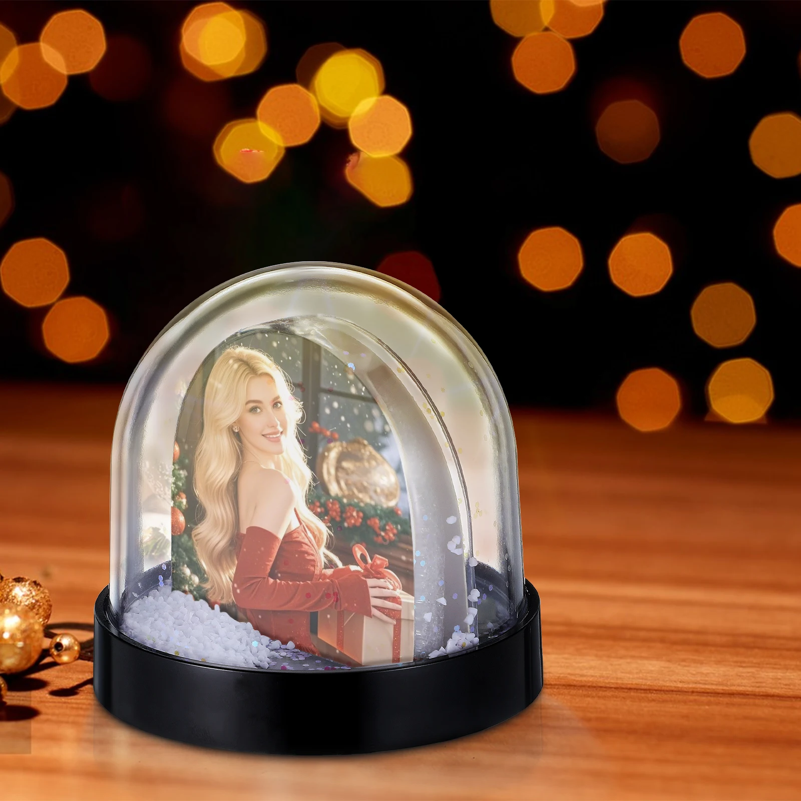 Snow Globe Photo Frame New Year Gift Plastic Diy Snow Globe With Sublimation Blank Paper Photo Snow Globe Unique Diy Craft Gifts