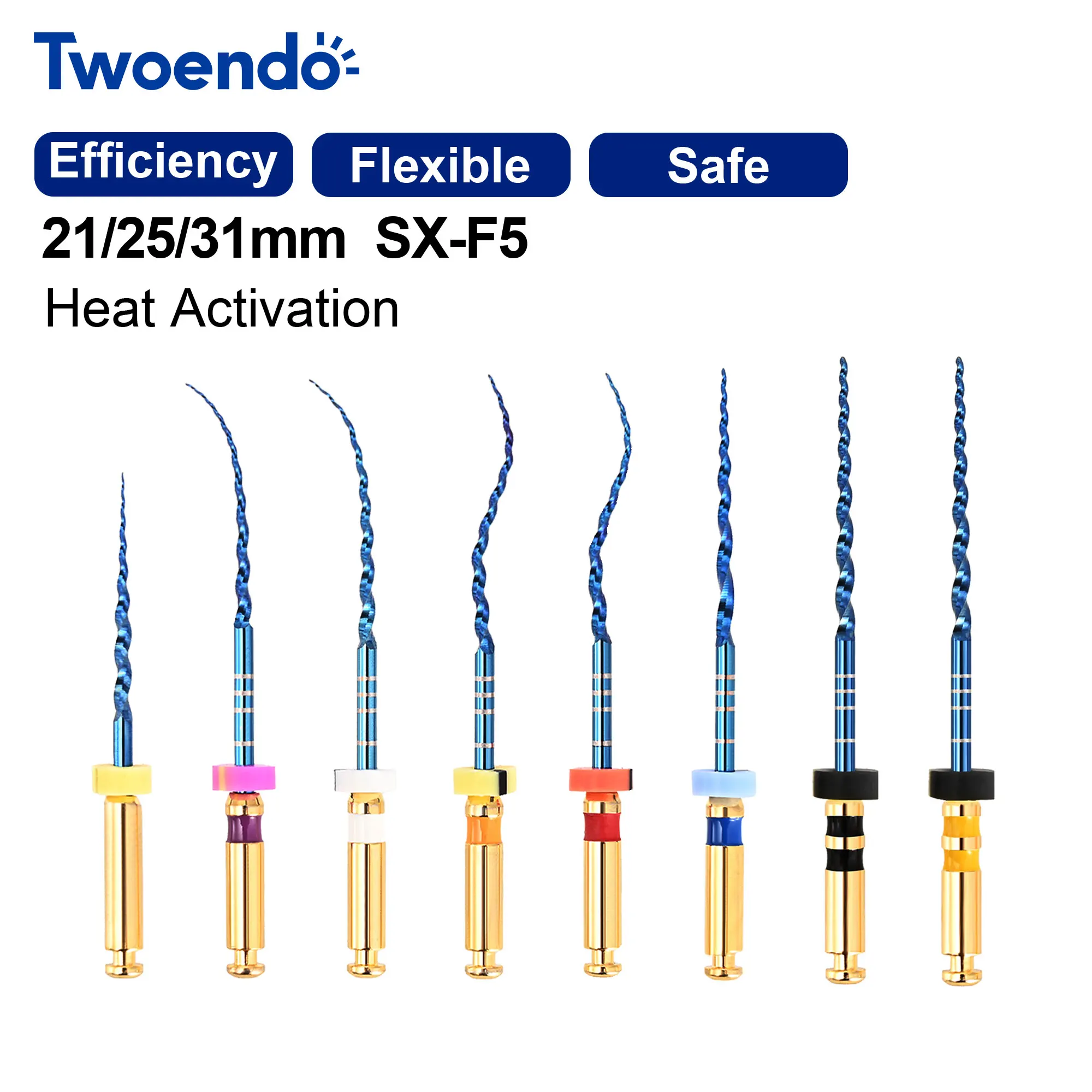 Twoendo Dental Heat Activated 04 06 Blue Files Endo Files Engine Use Rotary Files SX-F3 F4 F5 25/31mm For Root Canal Treatment