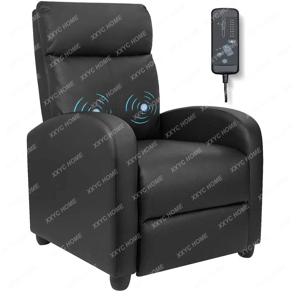 Home Theater Recliner with Massage Function Faux Leather Adjustable Footrest High Density Sponge Comfortable Design Relaxation