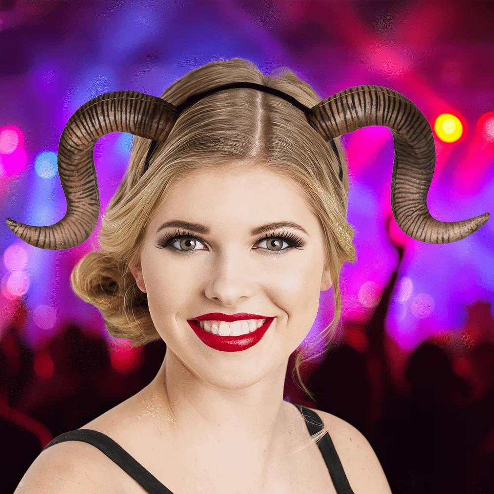 

Realistic Goat Horn Hairhoop Detachable Beauty Sheep Horn Headband Novelty Funny Halloween Headwear Stage Performance Props