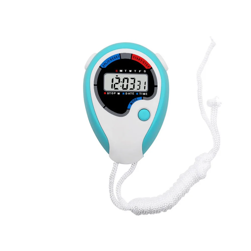 Digital Handheld Stopwatch LCD Chronograph Sports Stopwatch Running Training Timer Electronic Stopwatch with String