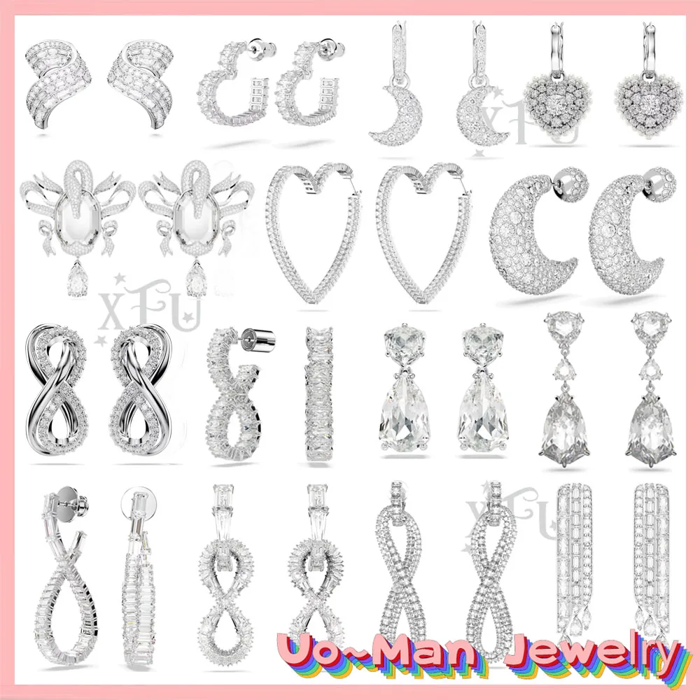Gotas transparentes brincos charme para mulheres, joias românticas com logotipo de alta qualidade, Áustria grande cristal, nova moda