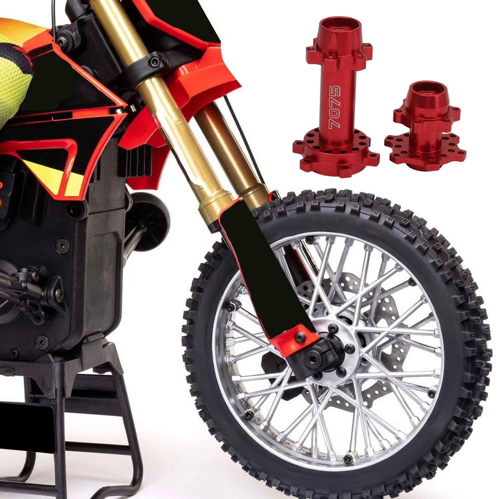 Bujes hexagonales para rueda de motocicleta RC, cubo hexagonal de rueda delantera y trasera de aluminio para LOSI 1/4 Promoto MX, actualización de modificación de motocicleta eléctrica