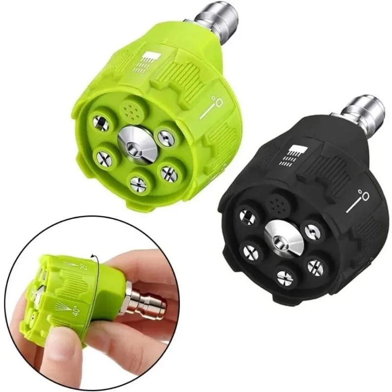 6 in 1 Power Washer Nozzle's with 1/4 Inch Quick Connector 0 15 25 40 Degree Rotation Watering Rinse Soap Nozzle Tip