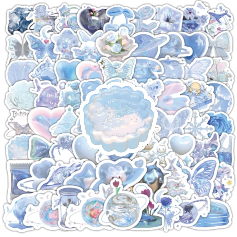 10/30/50/100PCS Ins Style Dream Blue Stickers Aesthetic Girls Cartoon Decals DIY Notebook Phone Luggage Laptop Graffiti Kids Toy