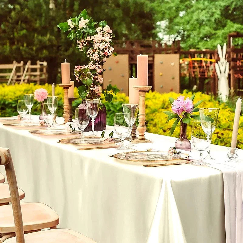 Rectangle Wedding Satin LargeTablecloth Bright Smooth Silk Table Cover Christmas Anniversary Dining Party high-end Table Decor