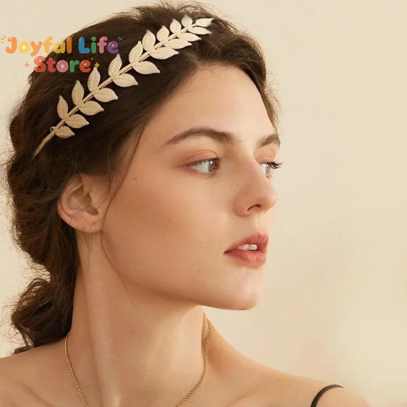 Hot New Retro Gold Color Leaf Headband Headpiece Crown Tiara Headdress Goddess Greek Head Jewelry  Wedding Hair Accessories