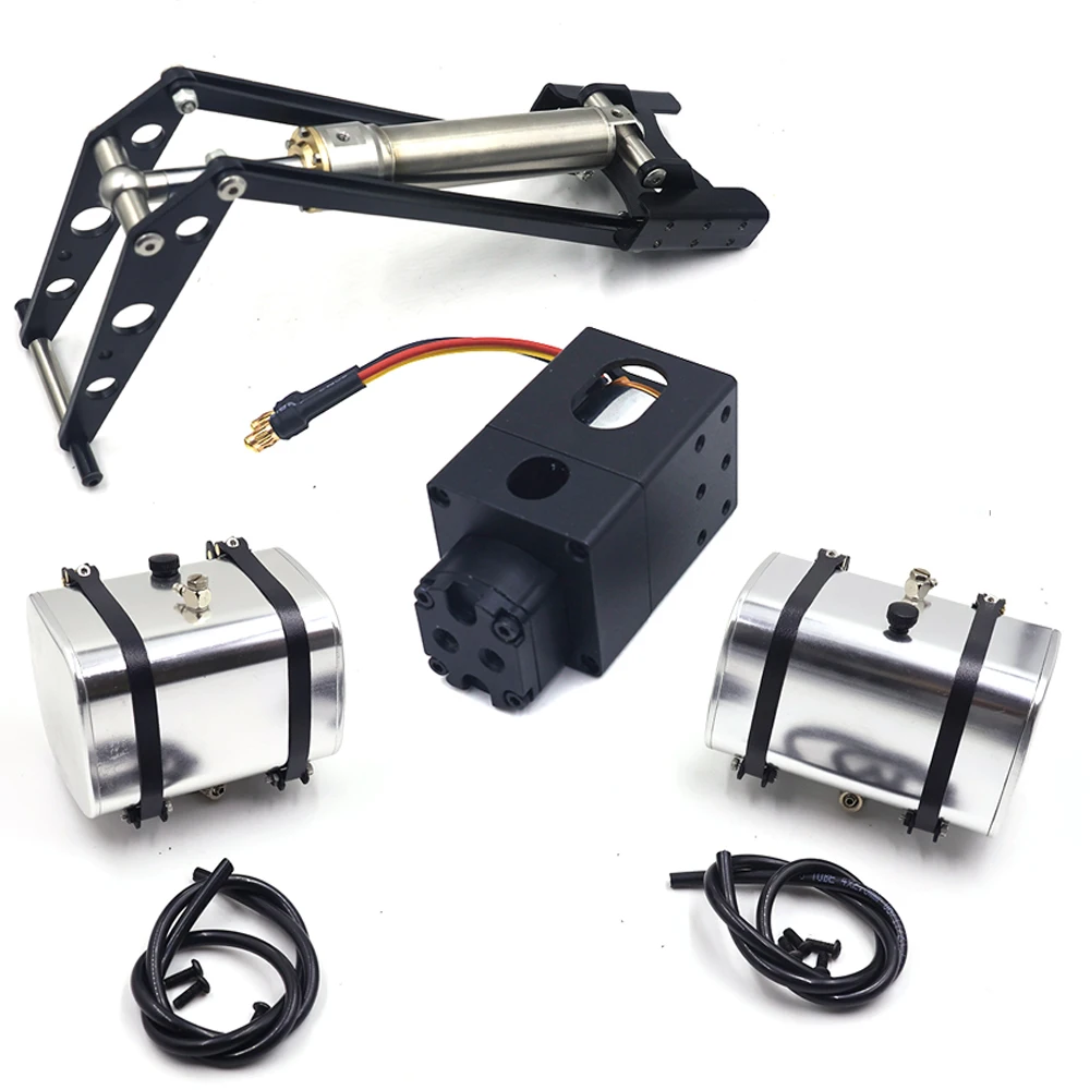 Metal Hydraulic Oil Pump/fuel Tank/F Frame Hydraulic Lifting System for 1/14 Tamiya RC Truck Scania 770S Actros Volvo MAN Parts