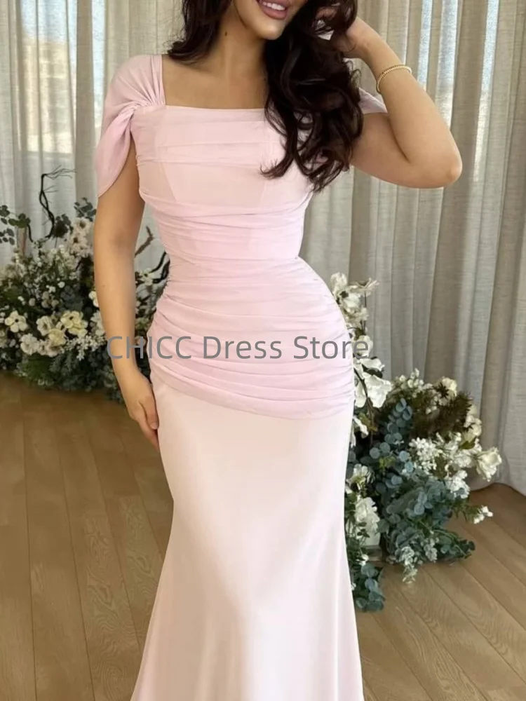 Gaun Malam Elegan Gaun Prom Putri Duyung Kerah Persegi Gaun Pesta Gala Arab Acara Formal Disesuaikan فساتين سهرة