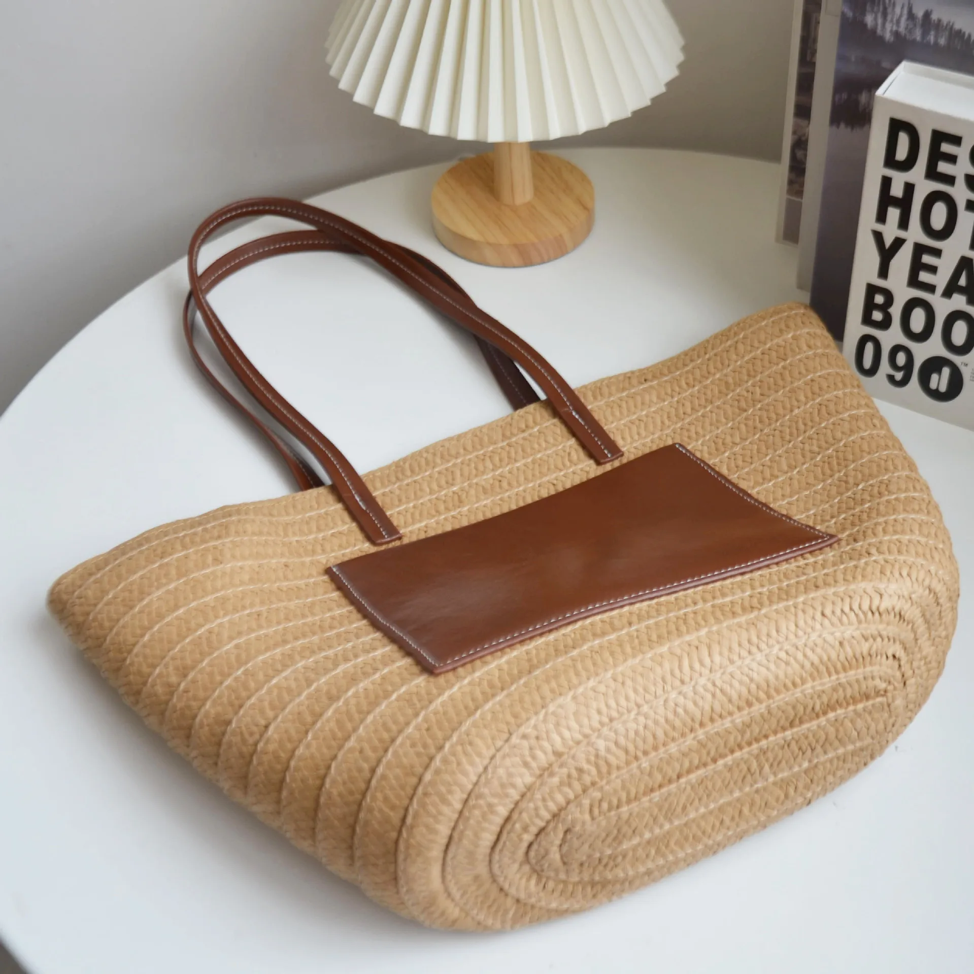 Large Capacity Beach Shopping Bags High Quality Rattan Woven Shoulder Bag Women Straw Handbags Summer Travel Bag Basket Purse