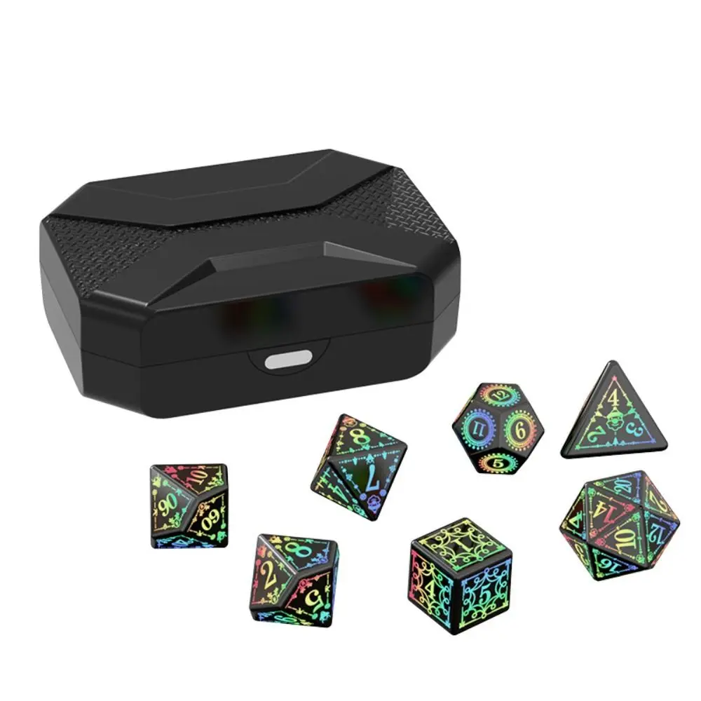 7Pcs/set Electronic Luminous DND LED Dice Set Rechargeable Motion Activated light up Dice with Charging Box Dungeons and Dragons
