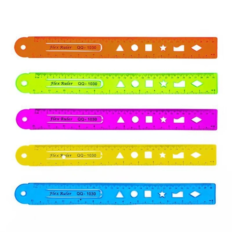 4 Pieces 15/20/30cm Bendable Ruler Flexible Ruler Straight Ruler Measuring Ruler Soft Ruler for School Classroom Office