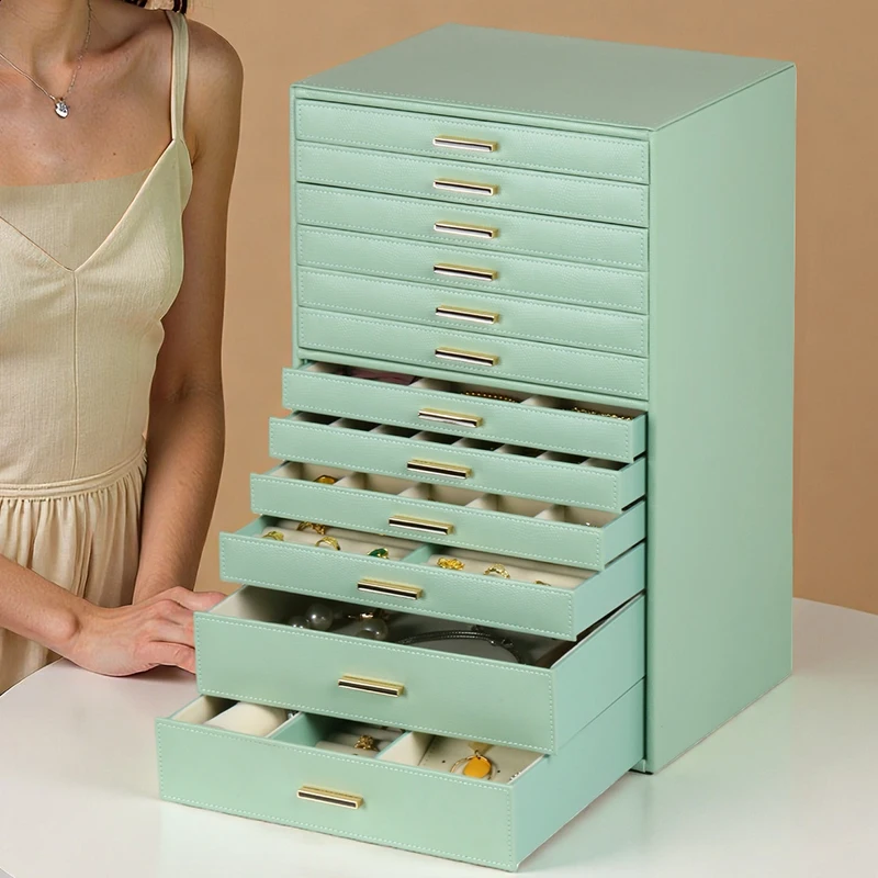 Spacious Jewelry Storage Box 12-Tier Organizer for Rings Earrings Necklace Watches Collection Display