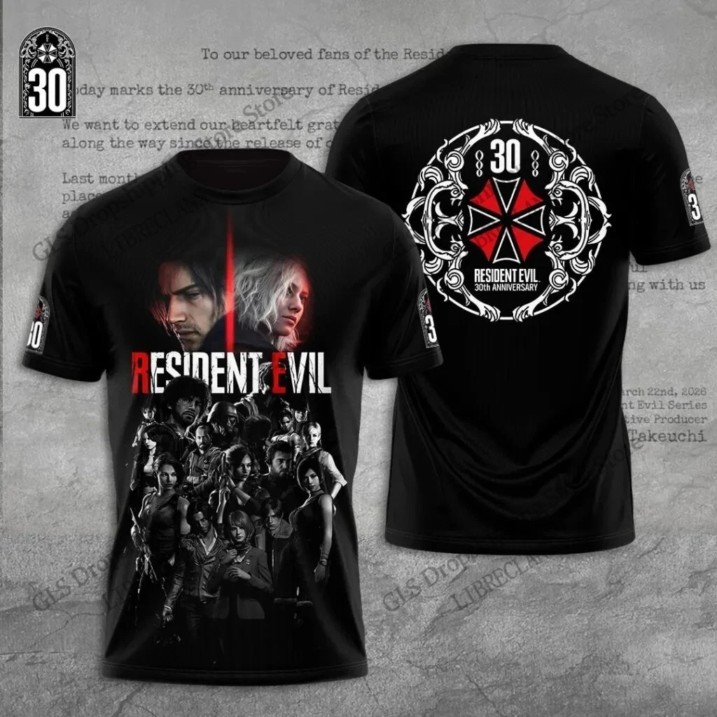 Movie Resident Evil 30th Anniversary 3d Print T-shirt Men Women Fashion Breathable Short Sleeve Tops Tees Kids T shirt Fan Shirt