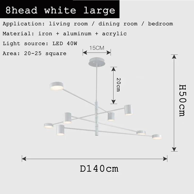QINGYUNKE Kronleuchter Lang LED Nordic Stil Schwarz Gold Weiß 8