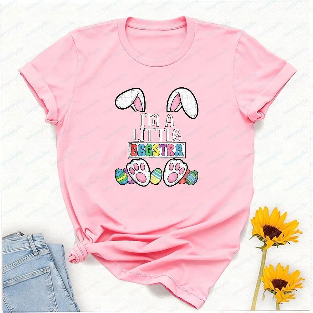 I'm A Little Eggstra Funny Easter Bunny T-Shirt Cotton Unisex Crewneck Perfect for Easter Egg Hunts & Spring Family Celebrations