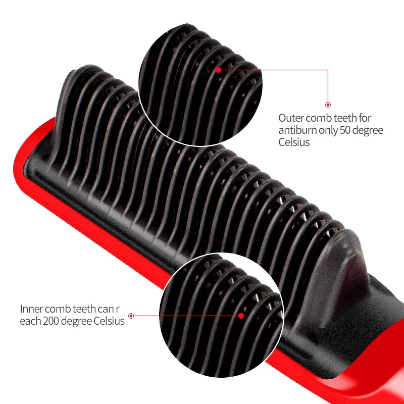 Multifunctional Electric Hair Straightening Brush LCD Temperature Adjustable Fast Heating Anti-Scald Hair Styling Comb