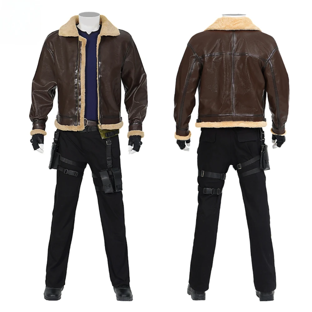 

Leon Cosplay Men Costume Game Resident 4 Leon Scott Kennedy Cosplay Parts Top Pants Straps Crotch Components Halloween Outfits