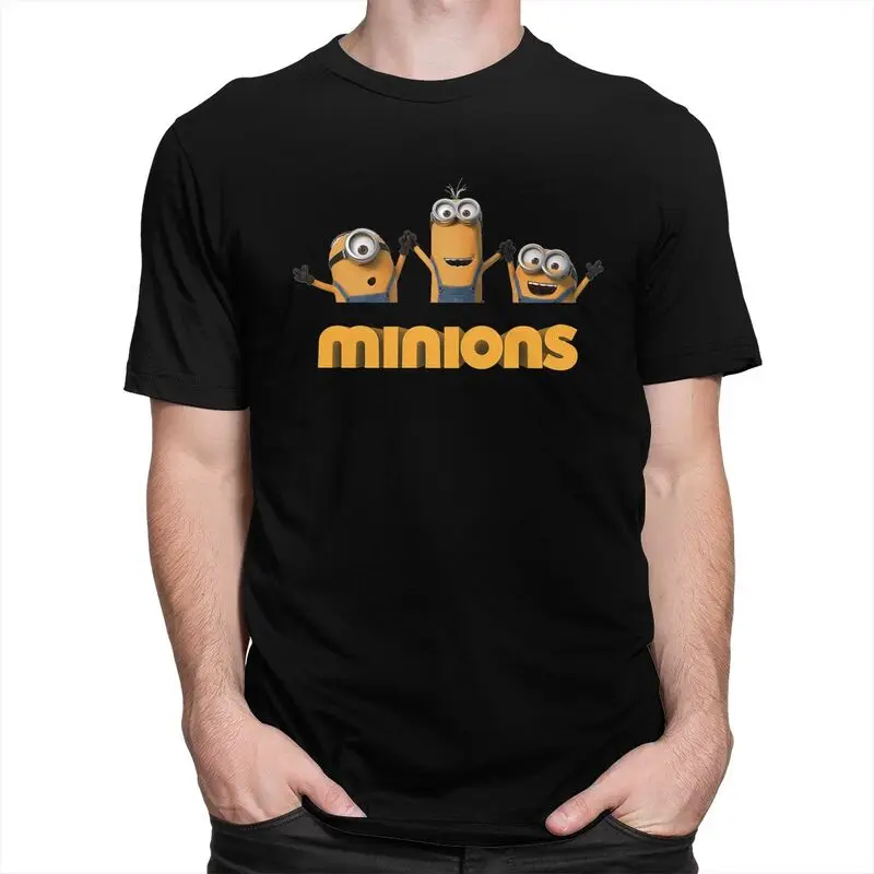 Custom Trendy Minions Cartoon T Shirt Men 100% Cotton T-shirt Anime Tees Streetwear Tshirts