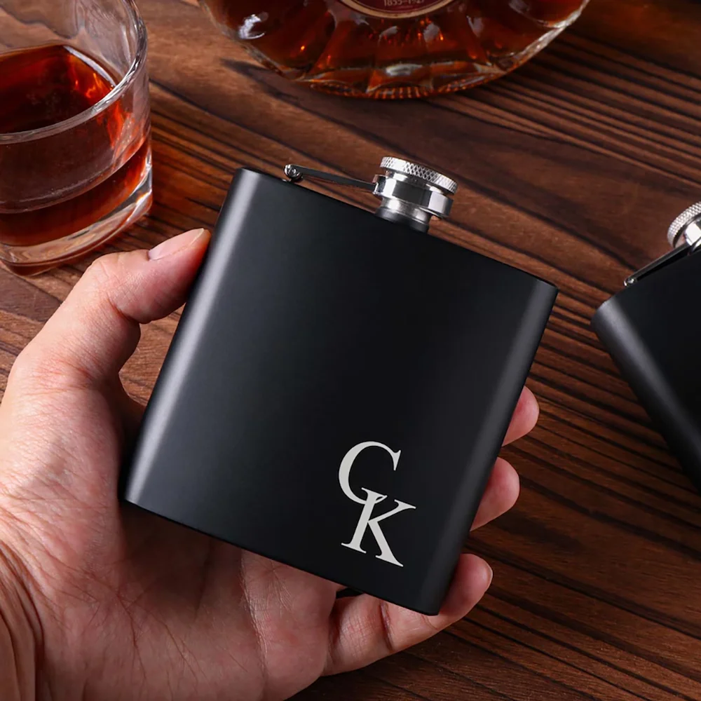Men'S Grooming Wedding Day - Personalized Name Hip Flask Set Birthday