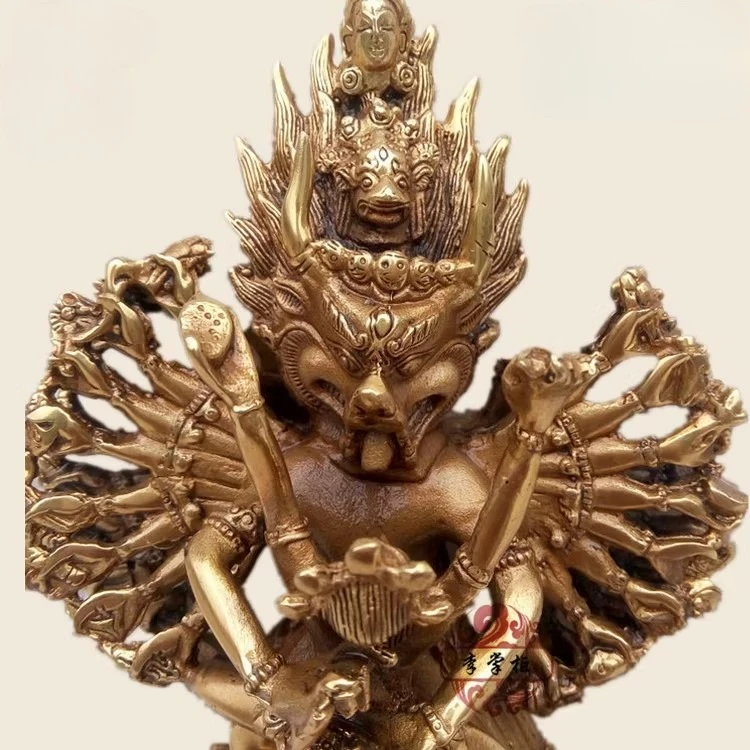 19cm Collectible Decorated Old Handwork Tibet Silver Carved Yamantaka Buddha Statue