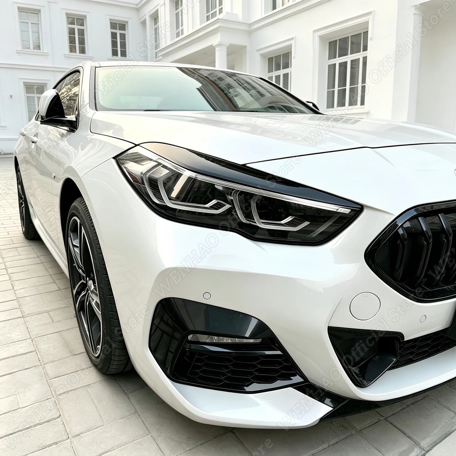 Black Front Headlight Eyebrow Eyelid For BMW 2 Series F44 Gran Coupe 218i 220i 225i M235i 216d 218d 220d 2020-2025 Body Kit Trim