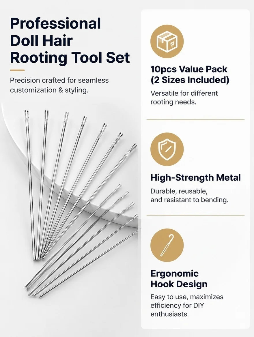 10pcs Hair Rooting Holders for Rerooting & Rehairing – Safe, Convenient DIY Hair Making Needles & Repair Tools