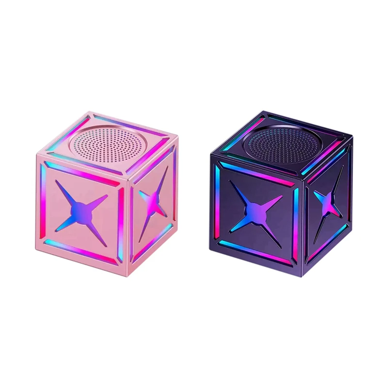 Mini alto-falante externo sem fio com luz colorida rgb woofer estéreo portátil subwoofer atmosfera bt caixa de som preto