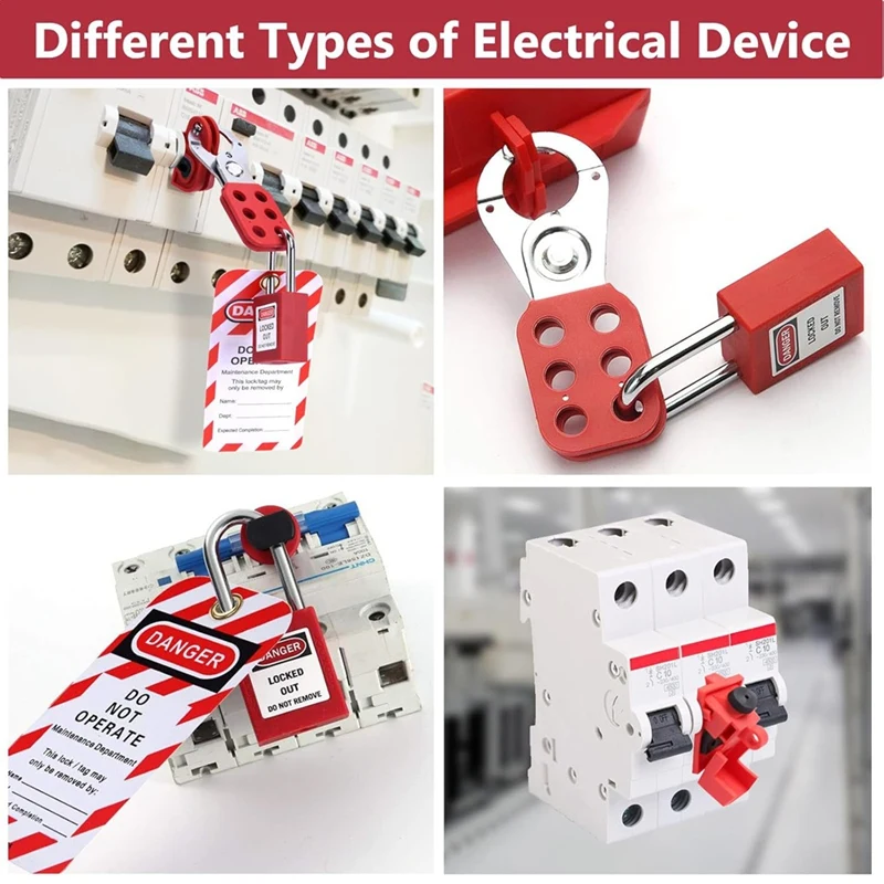 Retail 56 Pcs Lockout Tagout Kit Safety Electrical With Clamp-On Circuit Breaker Lockout,For Electrical/Industrial/Mechanical