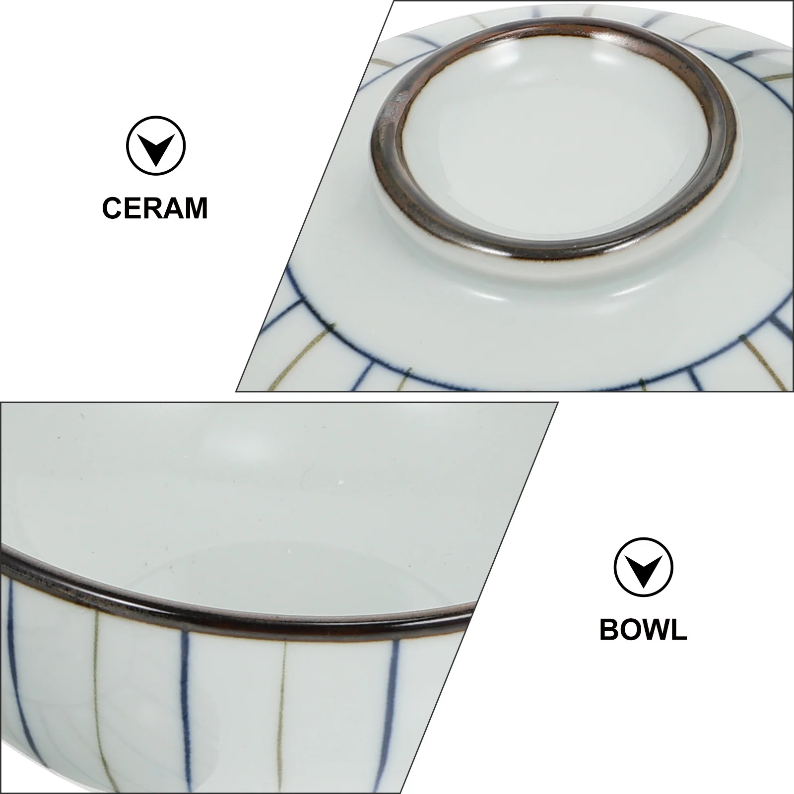 

1Pcs Kitchen Ceramic Bowl Premium Quality Lightweight Portable Rice Soup Noodle Serving Bowl for Home Office Camping Dining