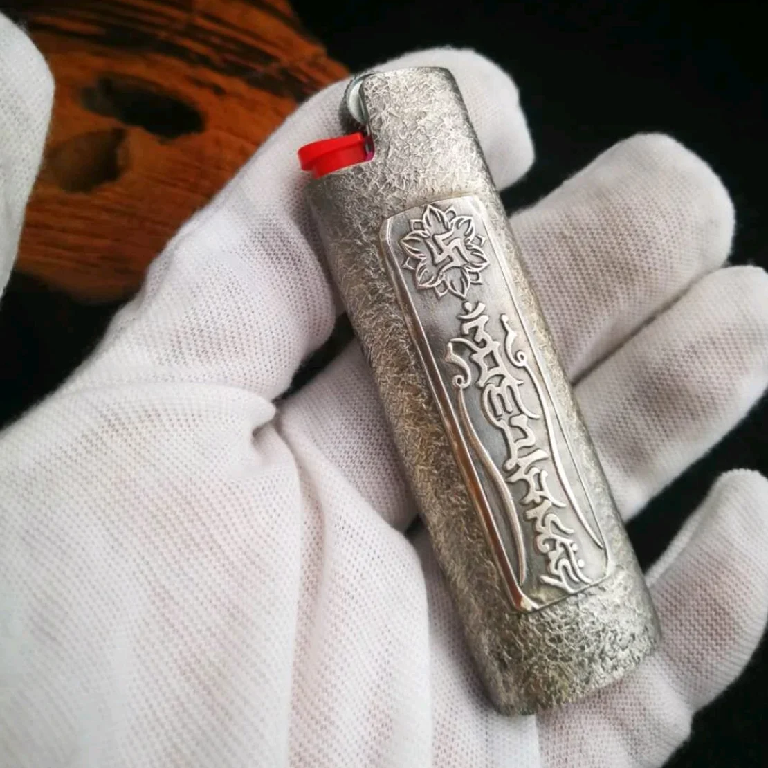 

S925 Silver Handmade Lighter Case Cover Holder For Bic Size j3 J5 Lighters Multifunctional EDC Tool Lighters Case Sleeve