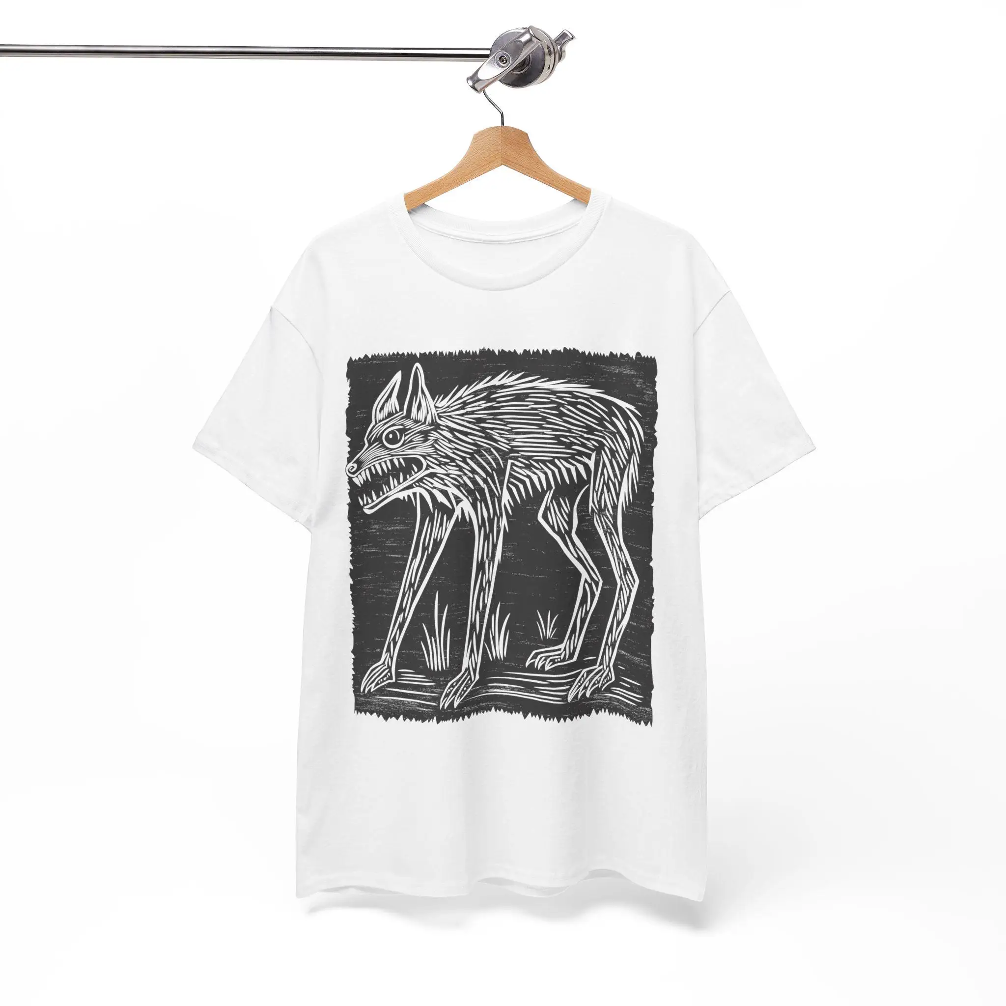 Cryptid Wolf Shirt Creepy Folklore Woodcut Horror Monster Tee Vintage Gothic Werewolf Aesthetic Forestcore Woodland Creature Tee