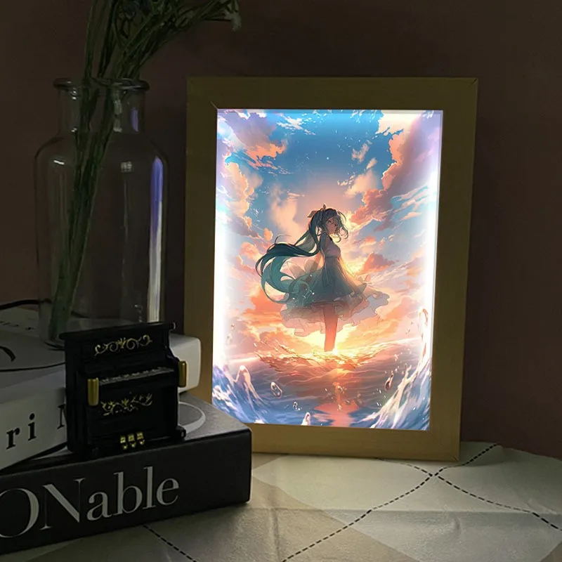 Hatsune Miku LED Light Box Painting Picture Frame Virtual Idol Hatsune MikuFigure Estheticism Night Light Decoration Photo Frame