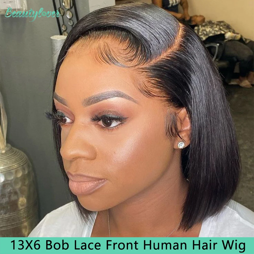 

14 Inch Straight Bob Wig Human Hair 13x6 Lace Front Human Hair Wig Transparent HD Lace Wigs Human Hair 3-5 Workdays Delivery