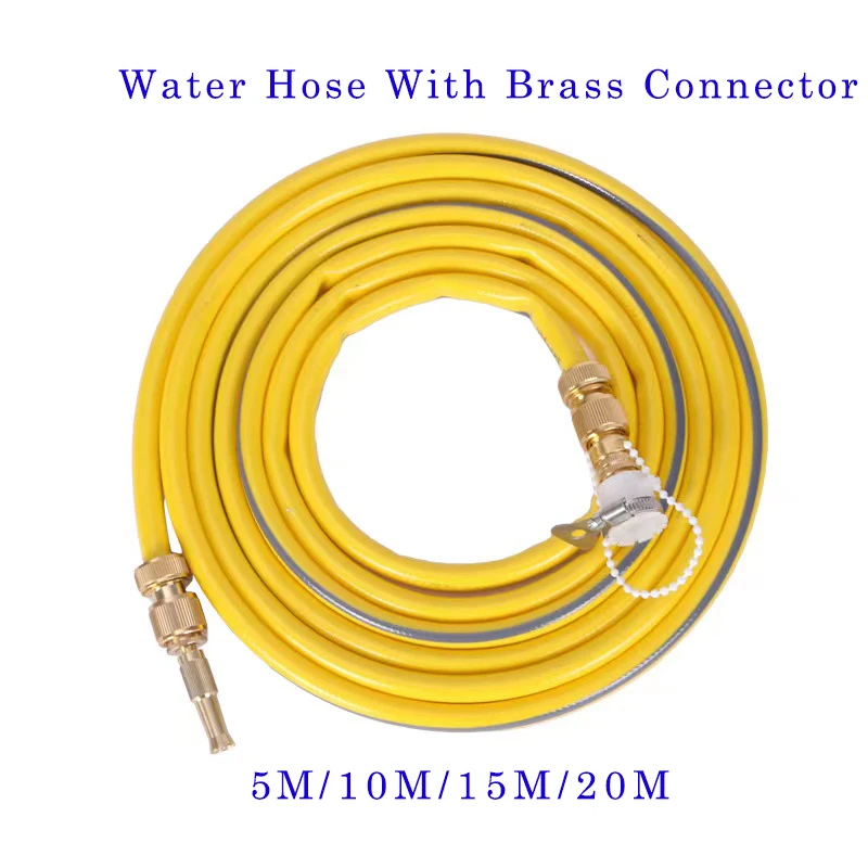 PVC Garden Hose, Flexible Water Hose with Spray Nozzle and Brass Connectors, Outdoor Watering,Yard, Boats, Car Washing