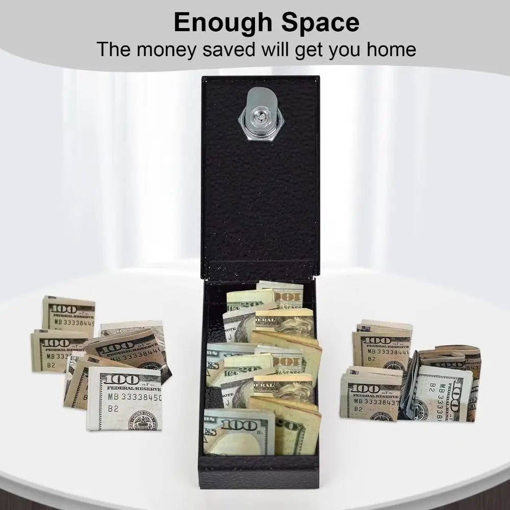 New Metal Cash Box with Key Reusable Winner Bank Pocket Sized Mini Lock Box