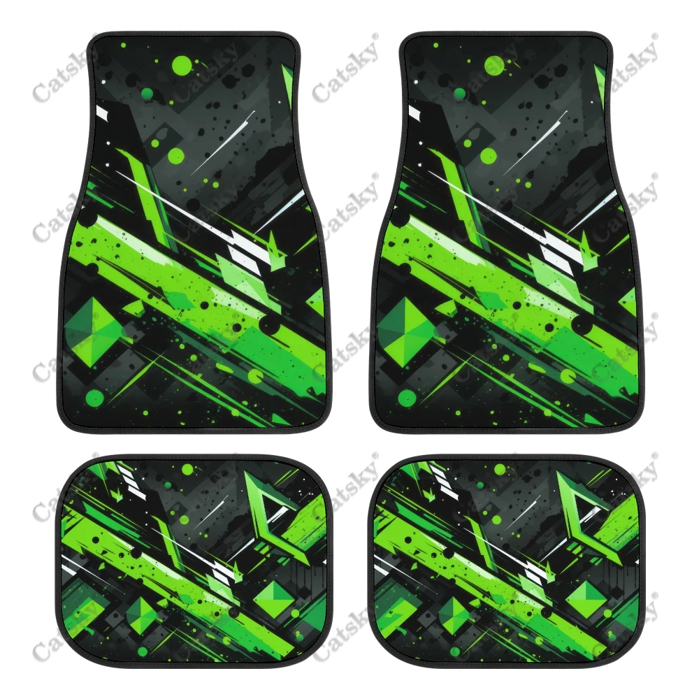 

Green Black Flaming Lines Car Auto Floor Mats Carpet, Customized Car Floor Mats All Weather Automotive Floor Pad Stylish