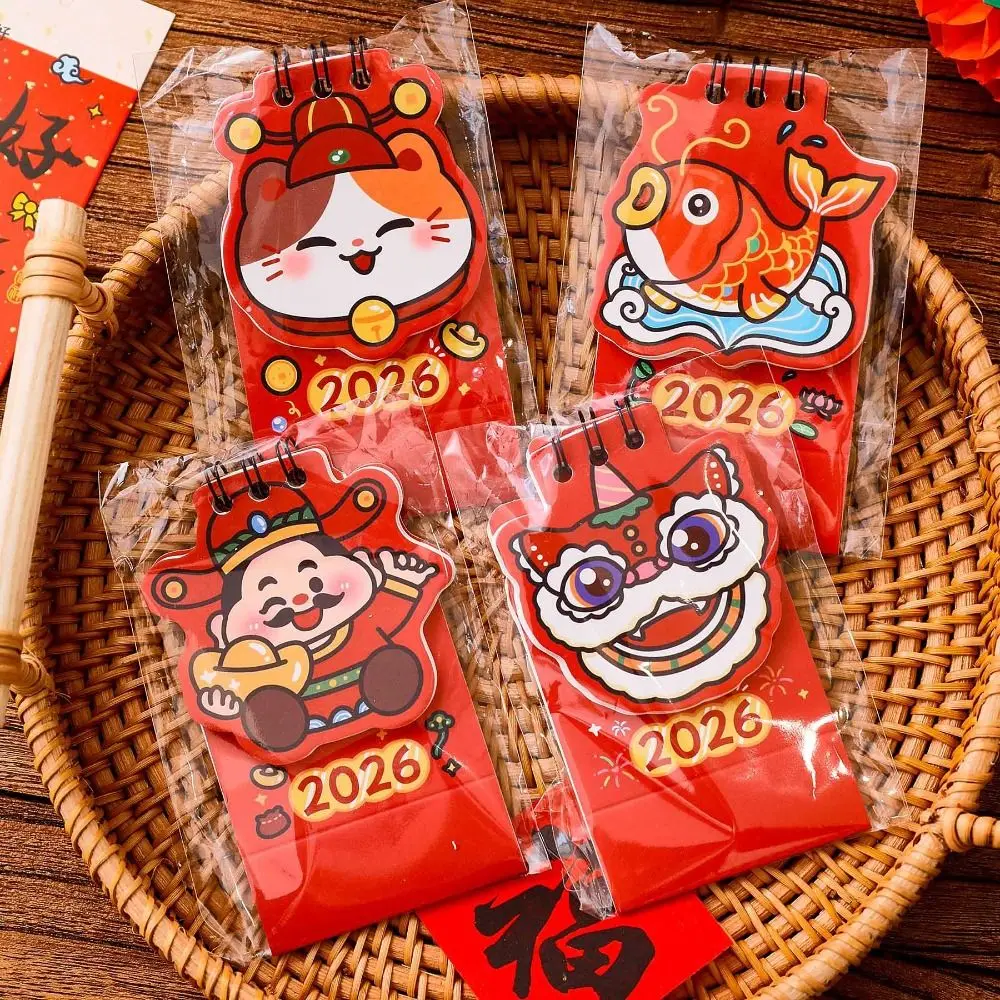 Simple Red Desk Calendar To Do List Cartoon Mini Calendar 2026 Coil Calendar Desktop Decorations