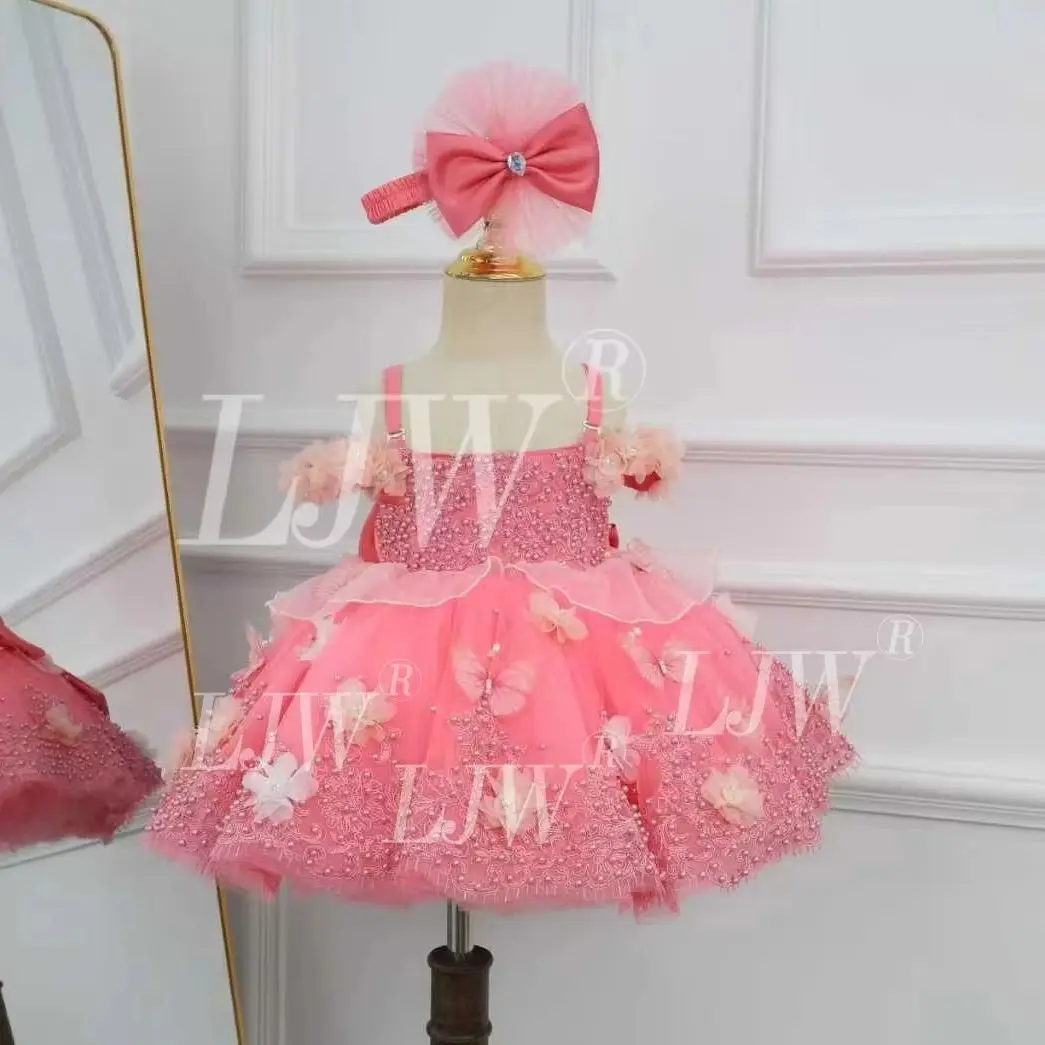 Dream luxury Pink Tutu Dress 3D Flower dress Infant first birthday gift elegant girl's beauty pageant dress Girls First Communio