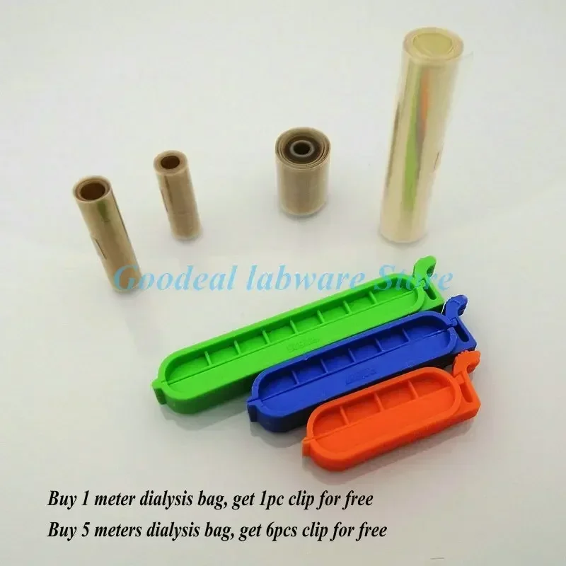 1meter or 5meters/Roll Lab MW8000-14000 Dialysis Bag, MD25/34/44/55/77mm Regenerated Cellulose Dialysis Tube