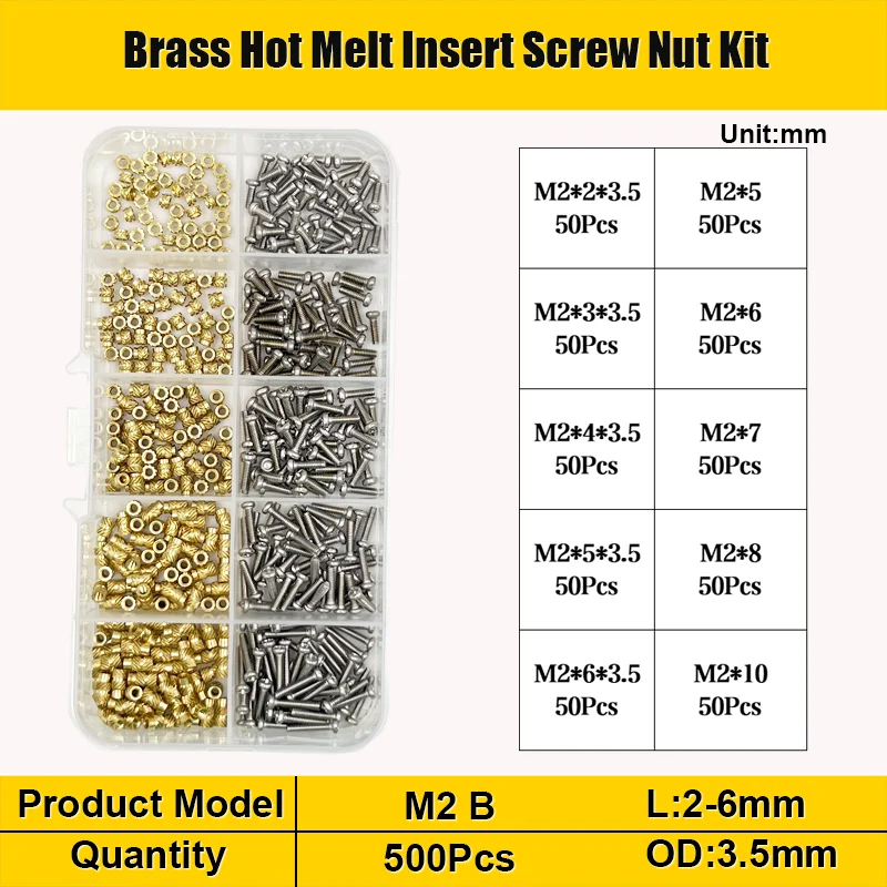 M1,4 M1,6 M2 M3 M4 M5 Messing Hot Melt Einsatz Rändelmutter und Edelstahl Schraubensatz Einsatzmutter Gewinde gerändelte Einbettungsmutter – Detail 16