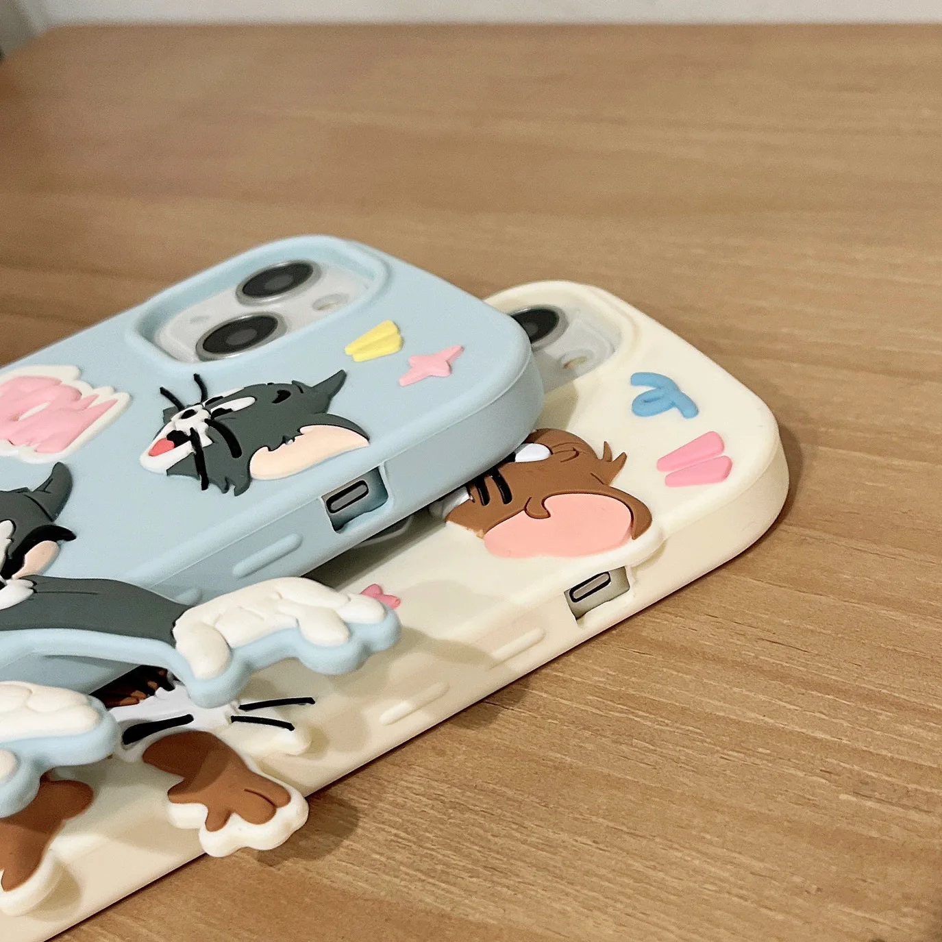 3D Cat and Mouse Couple phone case For iPhone 15 14 13 12 11 Pro max Shockproof Anti-fall Soft Silicone shell cartoon Tom Jerry