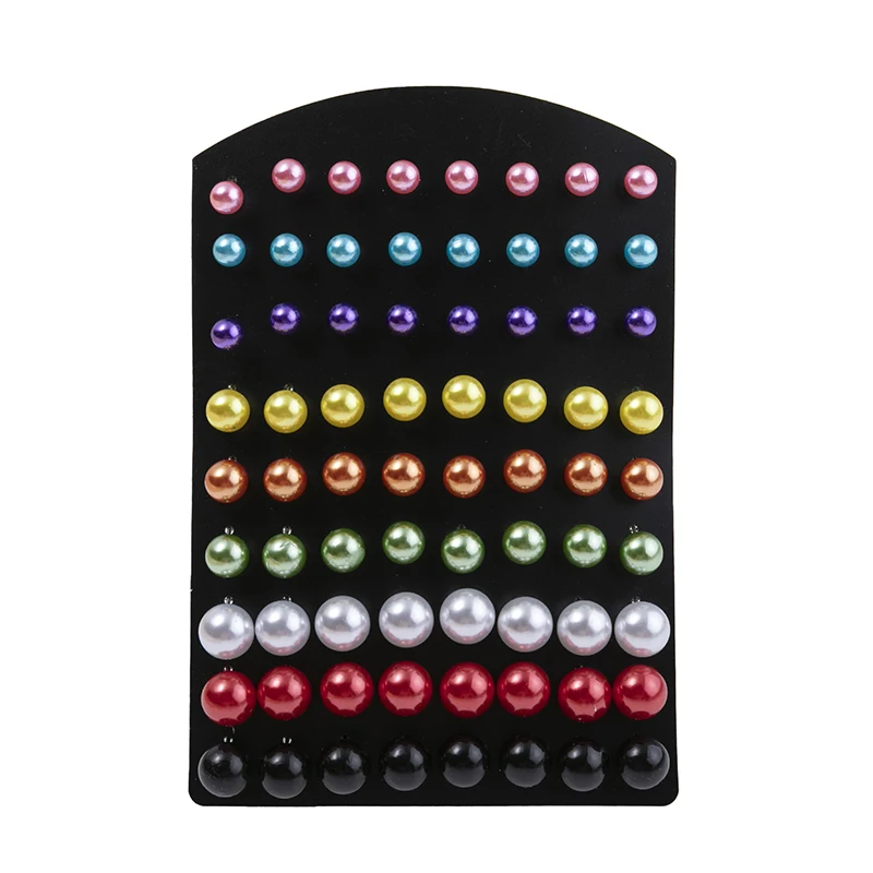 New 36pairs/set Multicolor Frosting Simulated Pearl Stud Earrings Set For Women Girls Jewelry On Ear Ball Stud Earrings 8 10mm