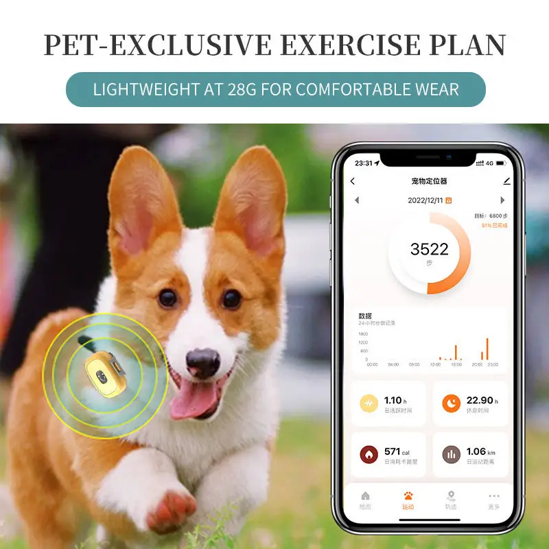 

2026 Hot Sale 4G Real-Time Positioning Pet Activity Sleep Steps Calories Smart Mini Animal Cow Dog Pet Collar Tracker Wit