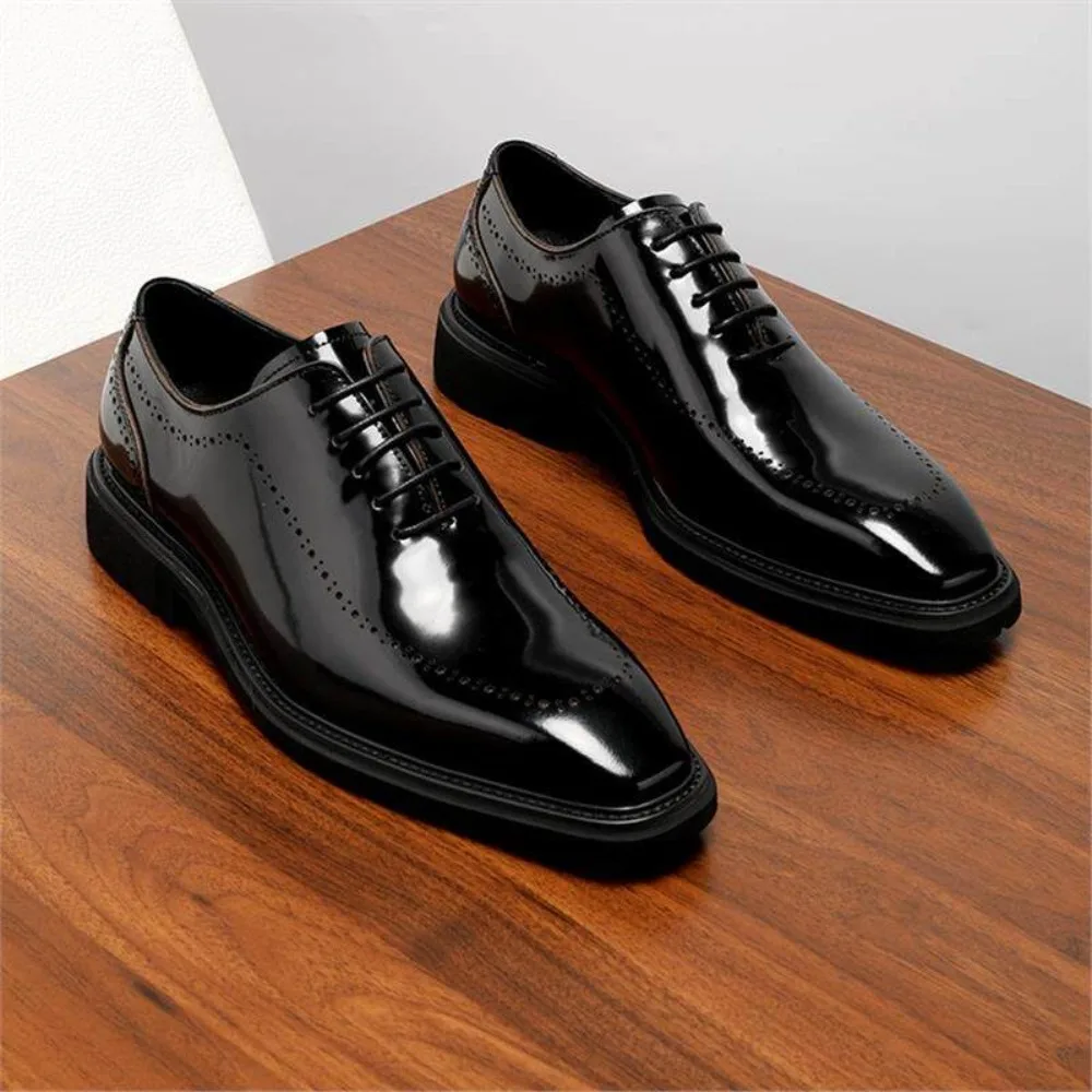 2026 Fashion Men Genuine Leather Polished Burnished Oxford Shoes British Style Premium Business Formal Wedding Shoes