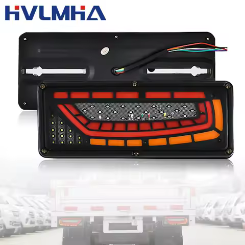 2PCS 12/24V Dynamic LED Truck Tail Light Turn Signal Rear Brake Lights Reverse Signal Lamp Trailer Lorry Bus Camper Caravan