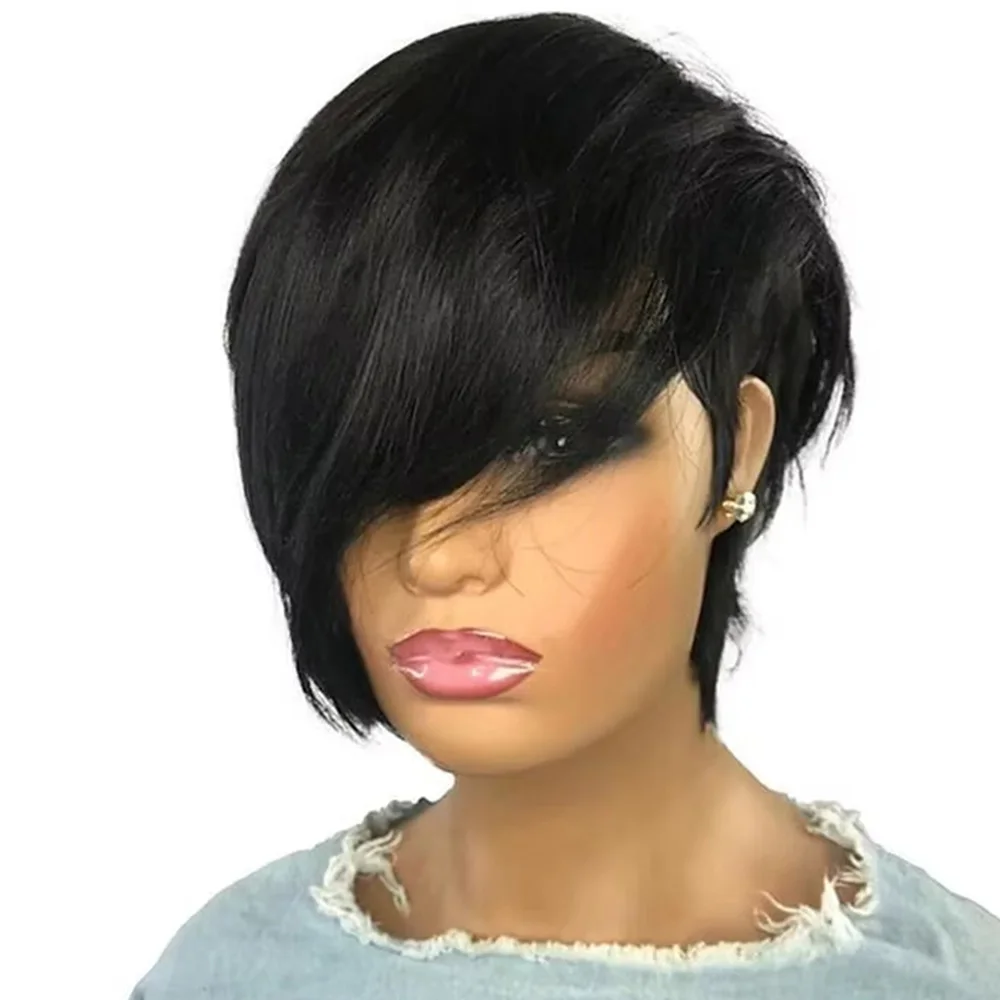 

10 Inch Black Natural Synthetic Wigs for Women Short curly Wig Daily Use Heat Resistant Hair