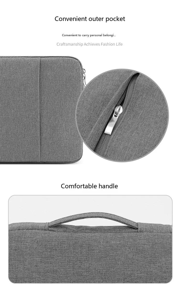 Laptop-Hülle 11-16 Zoll Oxford-Stoff Schutztasche für Notebook mit Fleecefutter – Detail 7