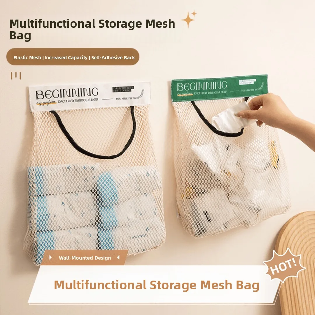 Multi-Functional Wall-Mounted Large Capacity Plastic Bag Storage Net Pocket Luxury Kitchen Trash Bag Organizer Storage Wizard