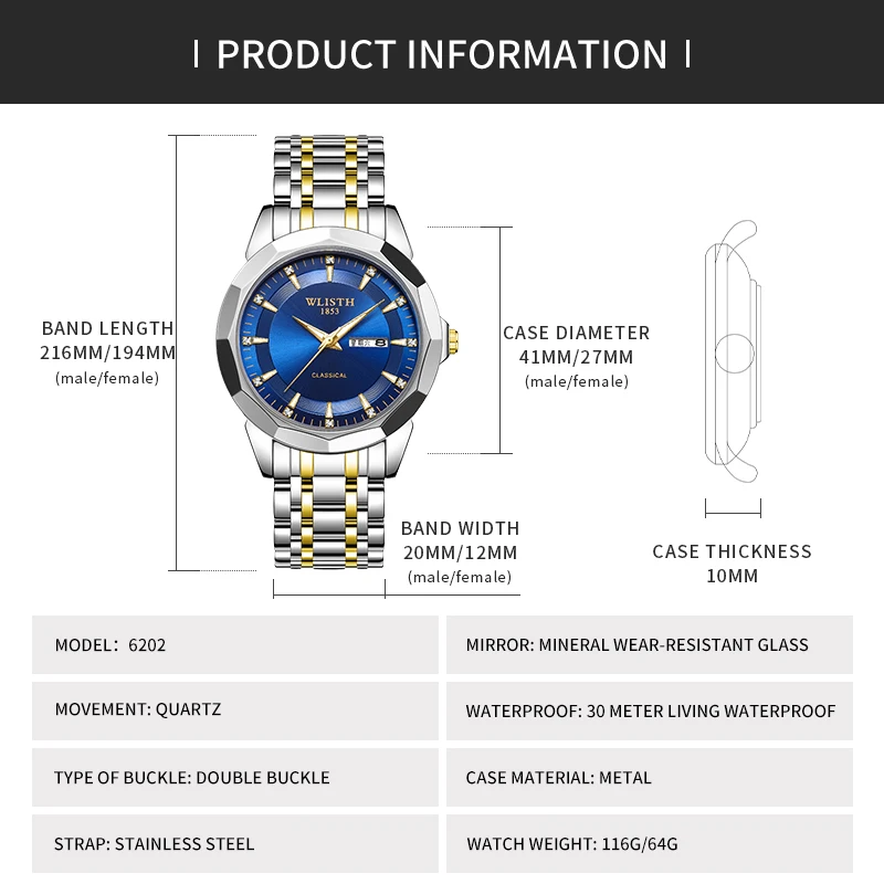 Luxury Men Watch Waterproof Luminous Sports Men Watch Stainless Steel Top Quailty Wristwatch Quartz Clock Business Men's Watches